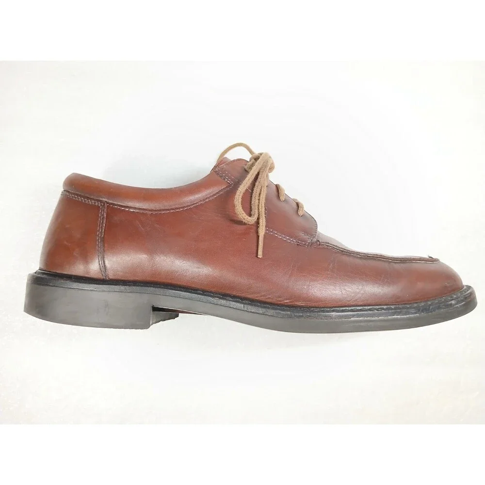 Johnston & Murphy Brown Leather Derby 9.5W Cognac Lace Up Dress Shoes